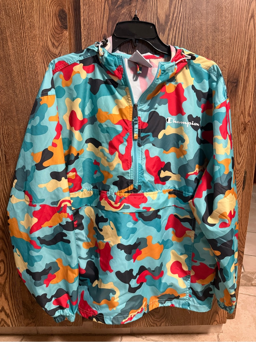 Champion Men’s Aqua Multicolor Camo Hoodie Windbreaker